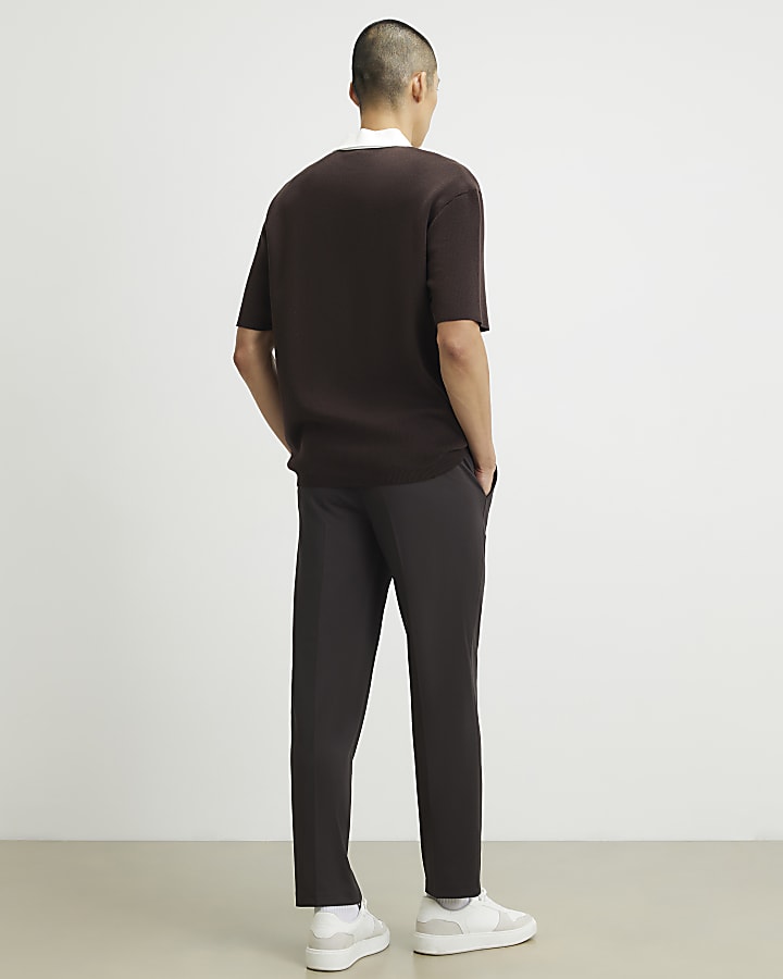 Brown Slim Fit Fine Texture Trousers