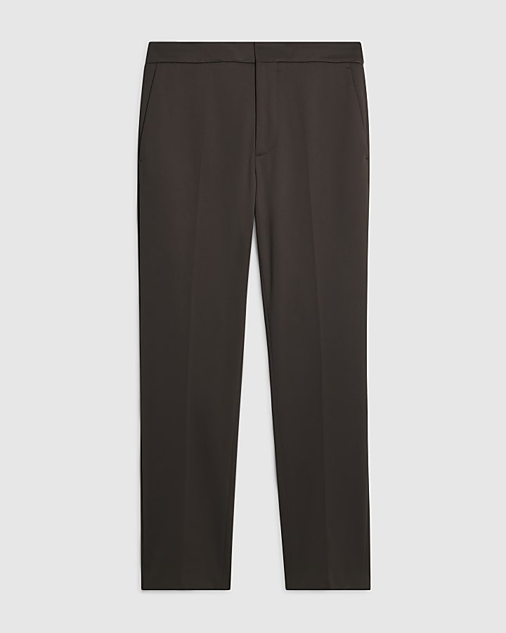 Brown Slim Fit Fine Texture Trousers
