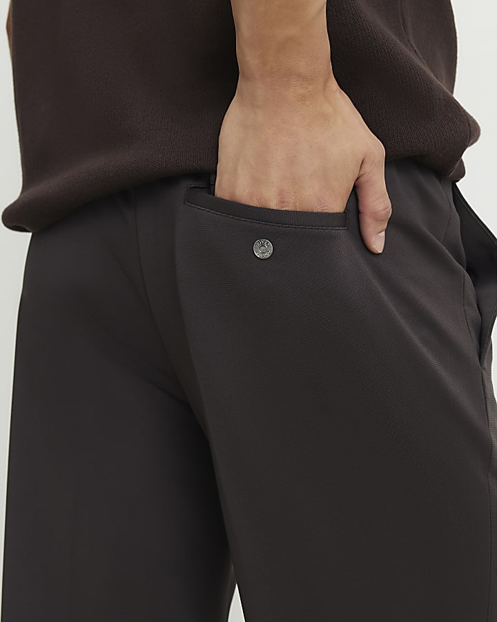 Brown Slim Fit Fine Texture Trousers