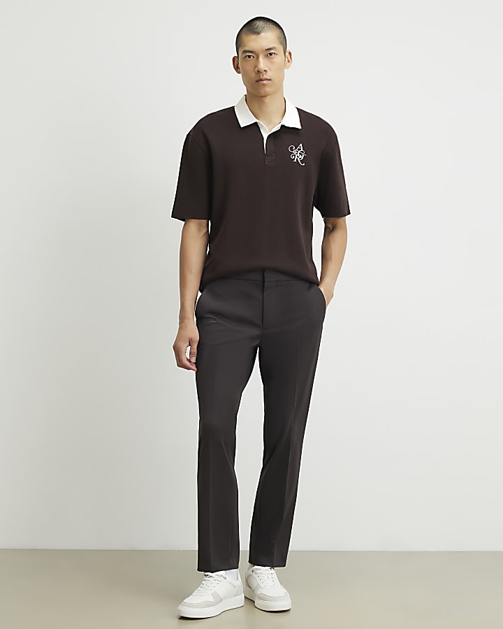Brown Slim Fit Fine Texture Trousers