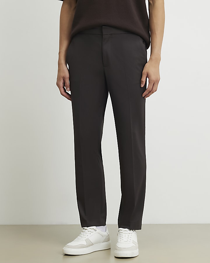 Brown Slim Fit Fine Texture Trousers