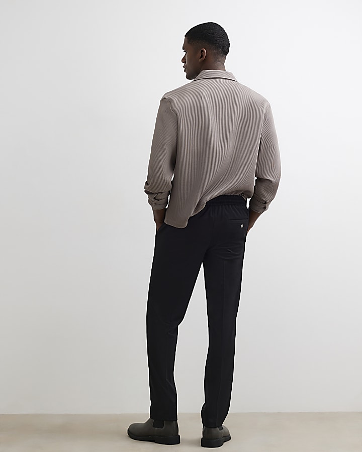 Black Slim Fit Fine Textured Trousers