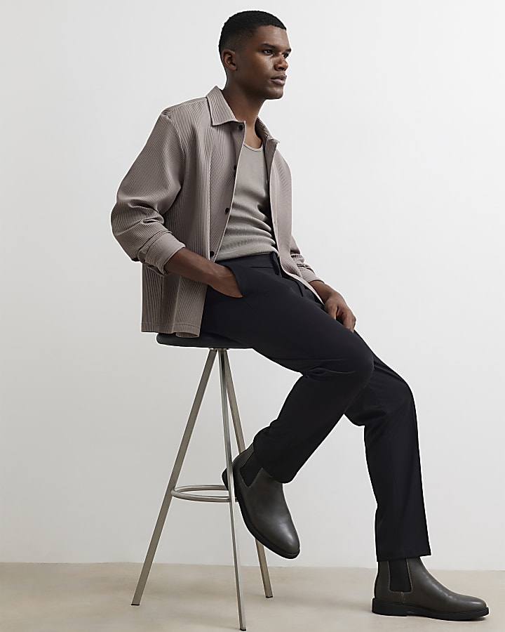 Black Slim Fit Fine Textured Trousers
