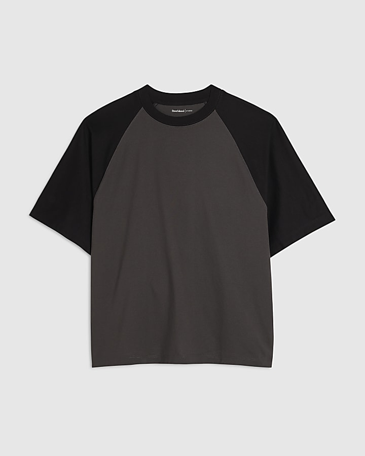 Grey Oversized Fit Raglan Sleeve T-Shirt