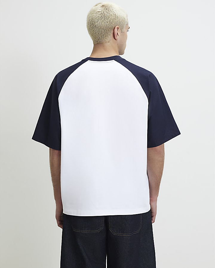 White Oversized Fit Raglan Sleeve T-Shirt