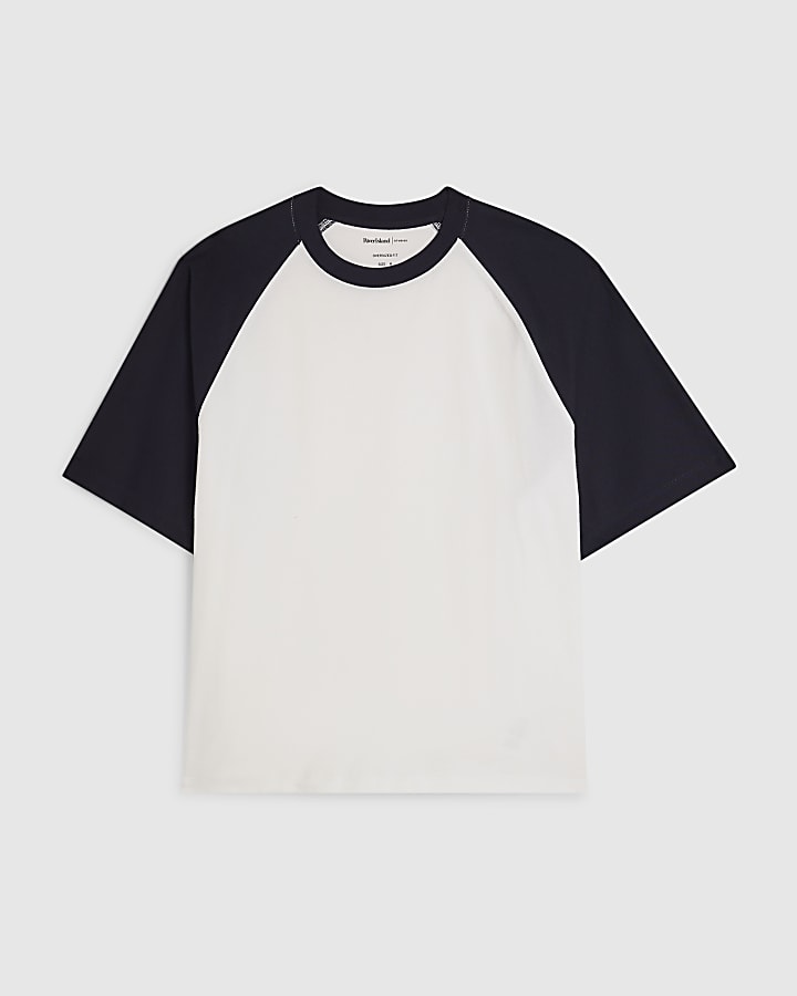 White Oversized Fit Raglan Sleeve T-Shirt