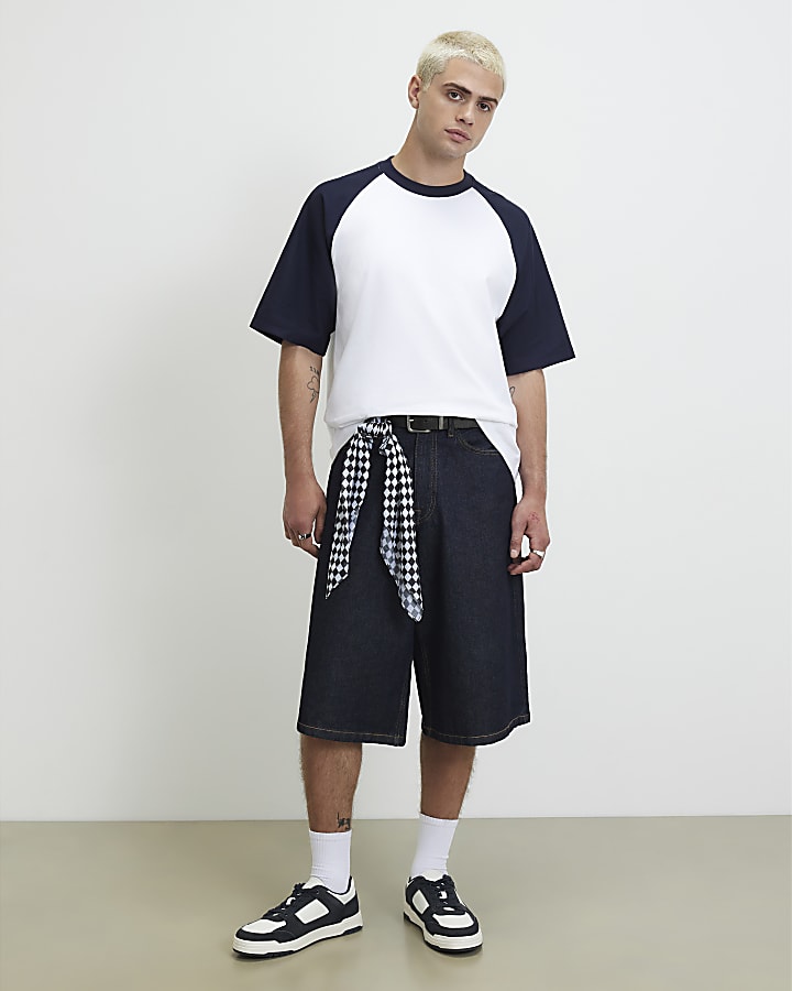White Oversized Fit Raglan Sleeve T-Shirt