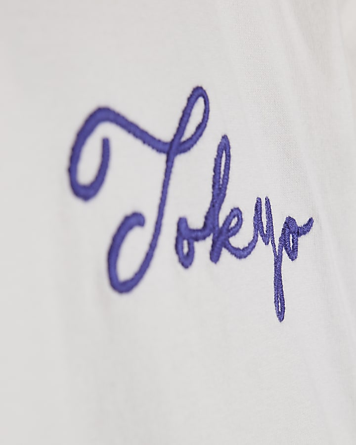 White Cotton Embroidered Dragon T-Shirt