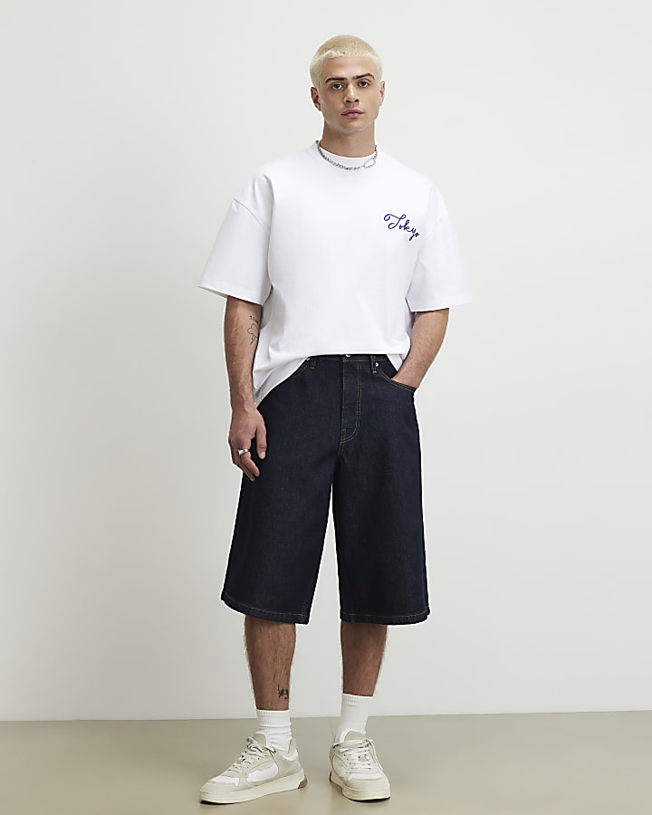 White Cotton Embroidered Dragon T-Shirt