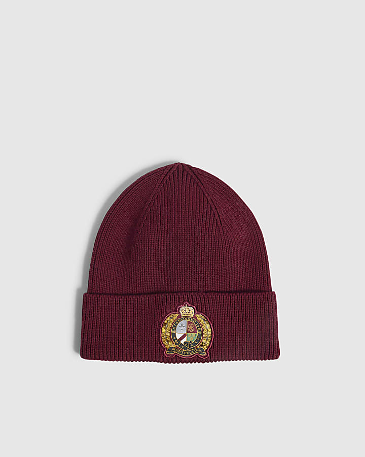 Red Montpellier Badged Crest Beanie Hat
