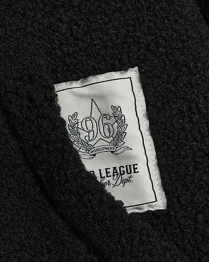 Black Oversized Fit Borg 46 Hoodie