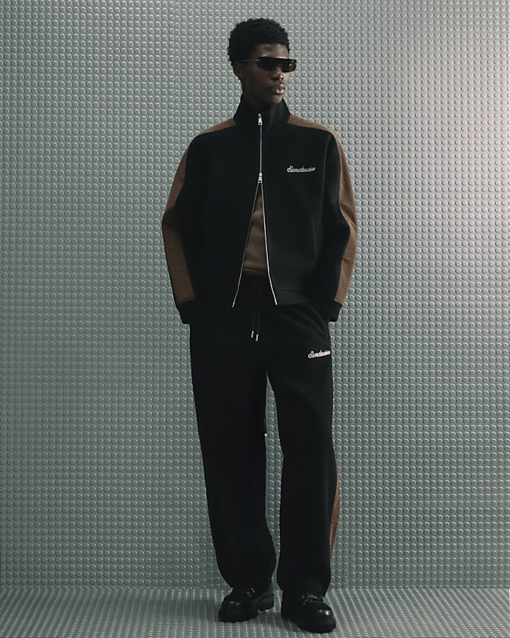 Black Zip Through Corduroy Sweatshirt