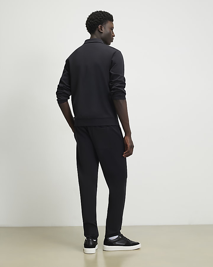 Navy Slim Fit Cotton Pintuck Joggers