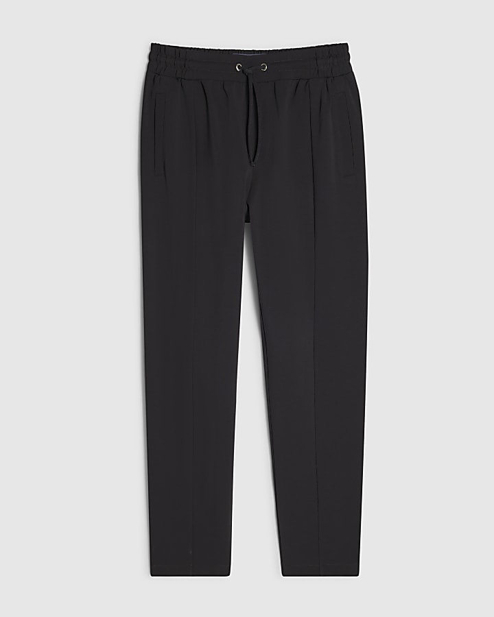 Navy Slim Fit Cotton Pintuck Joggers