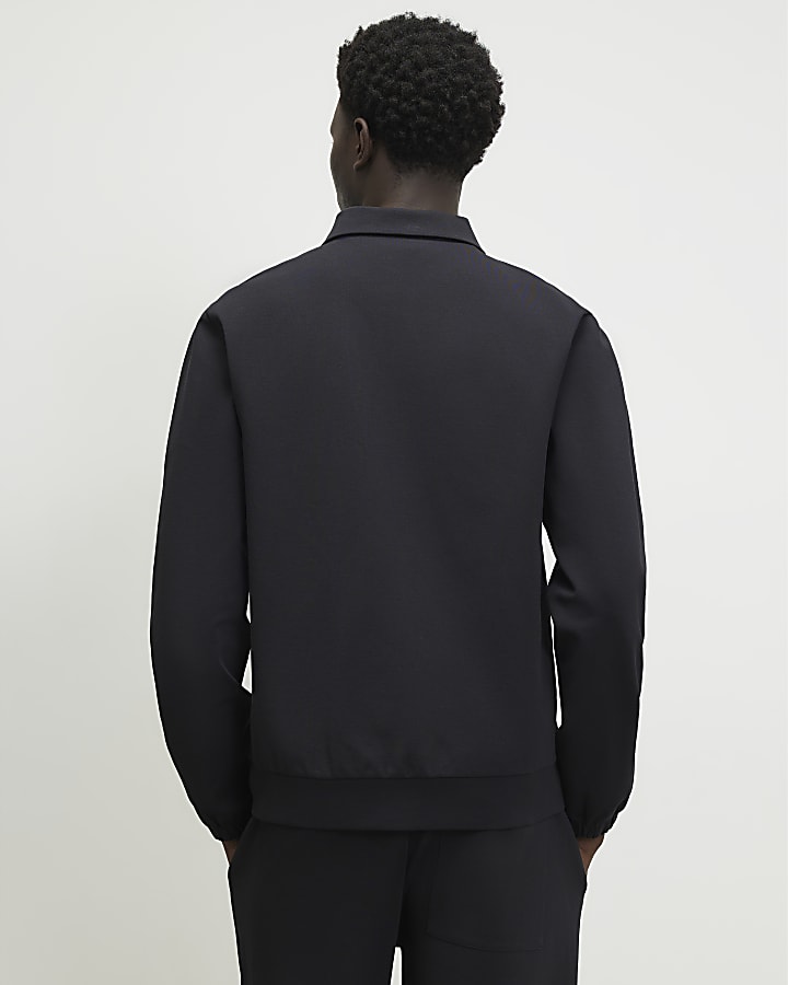 Navy Slim Fit Cotton Long Sleeve Shacket