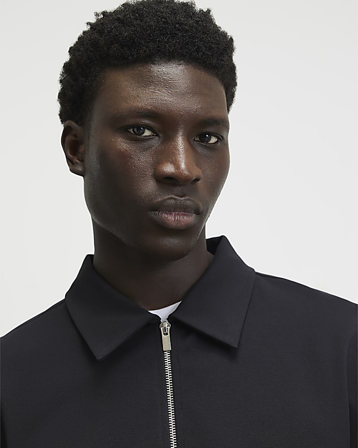 Navy Slim Fit Cotton Long Sleeve Shacket