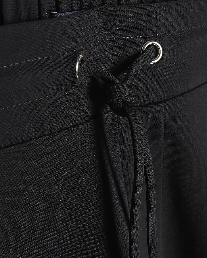 Navy Wide Leg Pleated Joggers