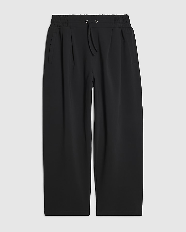 Navy Wide Leg Pleated Joggers