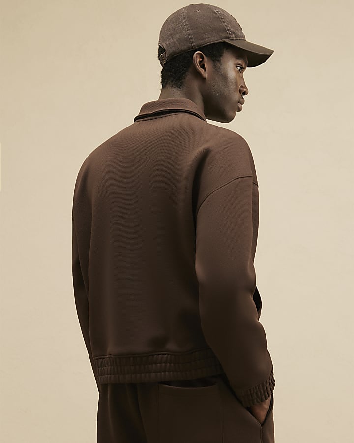Brown Premium Regular Fit Harrington Jacket