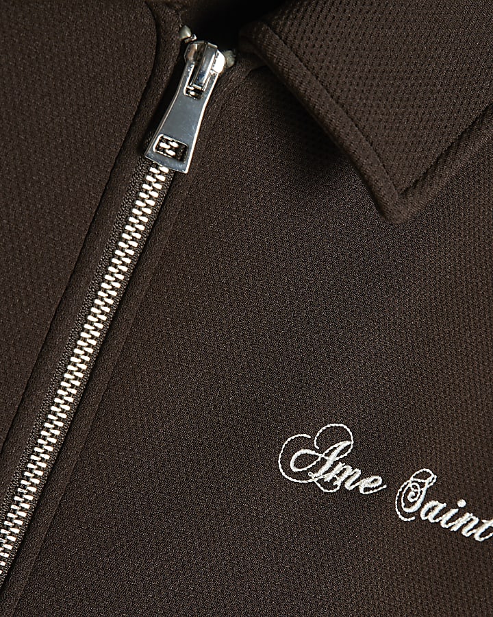 Brown Premium Regular Fit Harrington Jacket