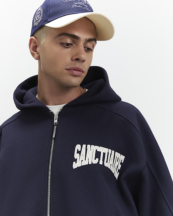 Navy Oversized Fit Sanctuaire Hoodie
