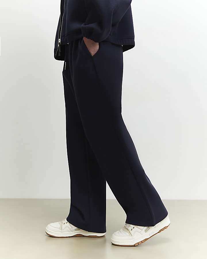 Navy Sanctuaire Badge Wide Leg Joggers