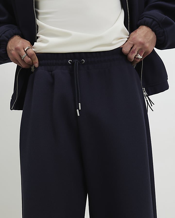 Navy Sanctuaire Badge Wide Leg Joggers