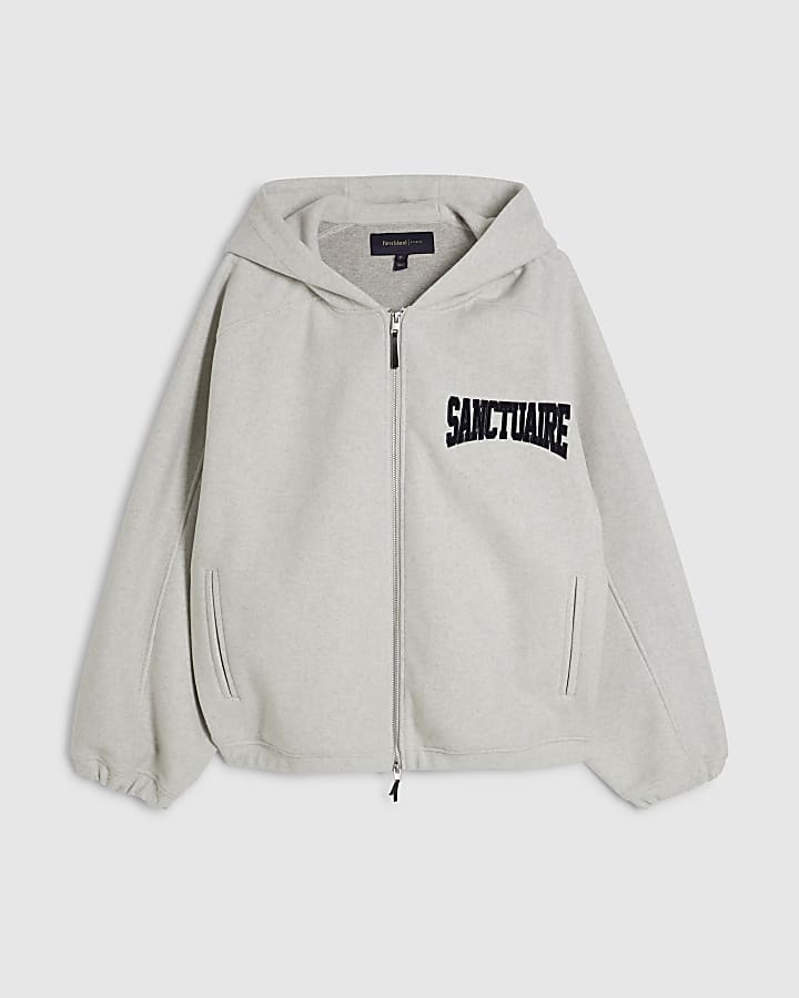 Grey Oversized Fit Sanctuaire Hoodie