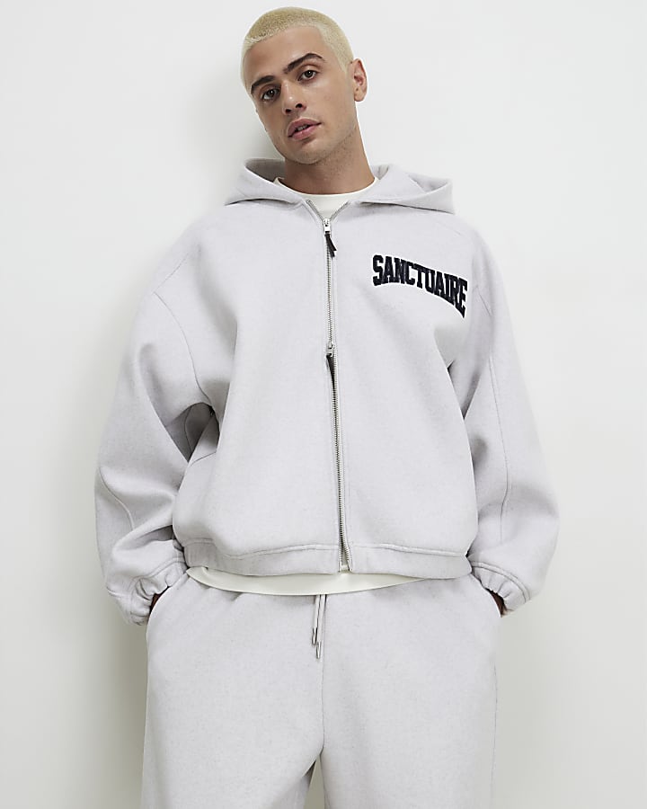 Grey Oversized Fit Sanctuaire Hoodie