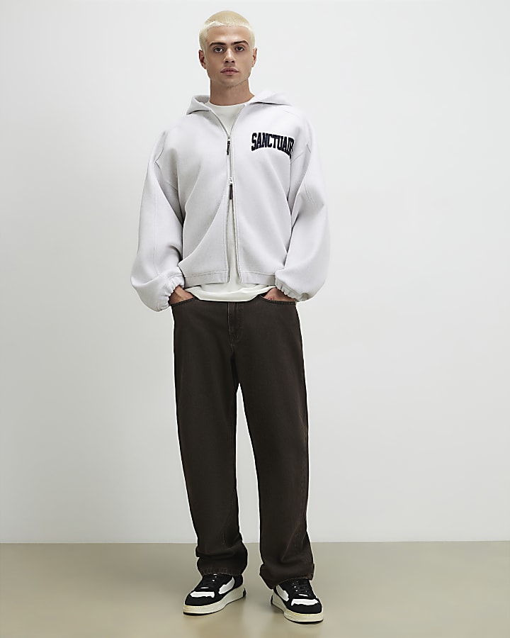 Grey Oversized Fit Sanctuaire Hoodie