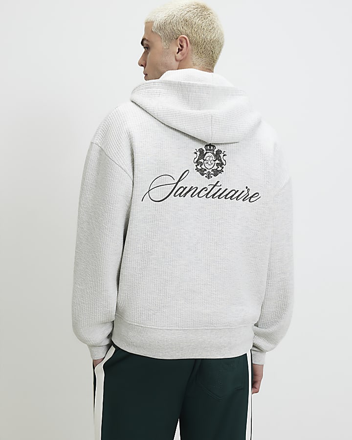 Grey Regular Fit Sanctuaire Quilted Hoodie