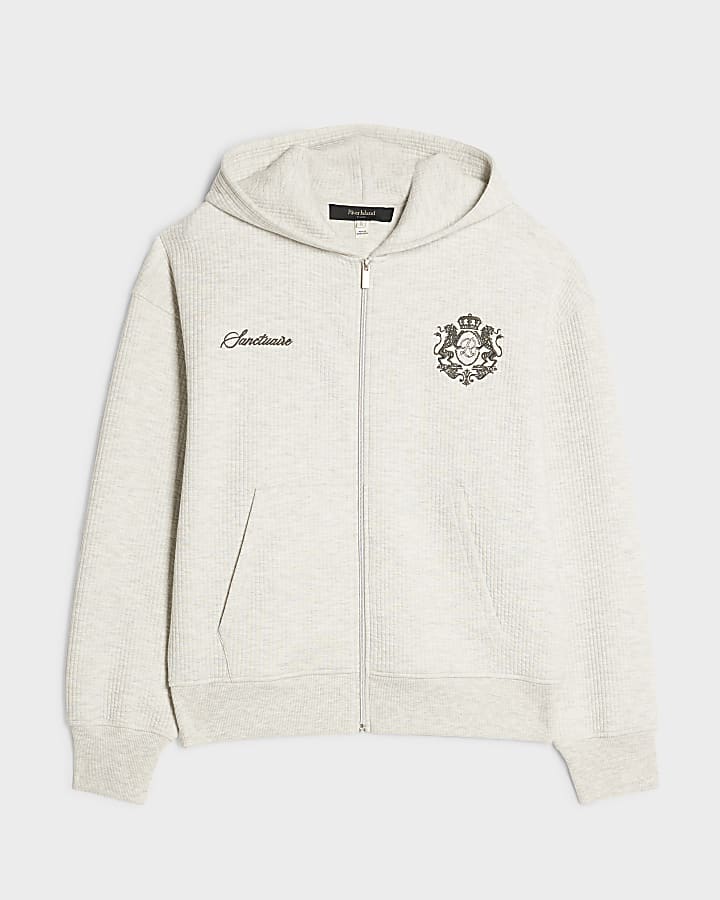 Grey Regular Fit Sanctuaire Quilted Hoodie