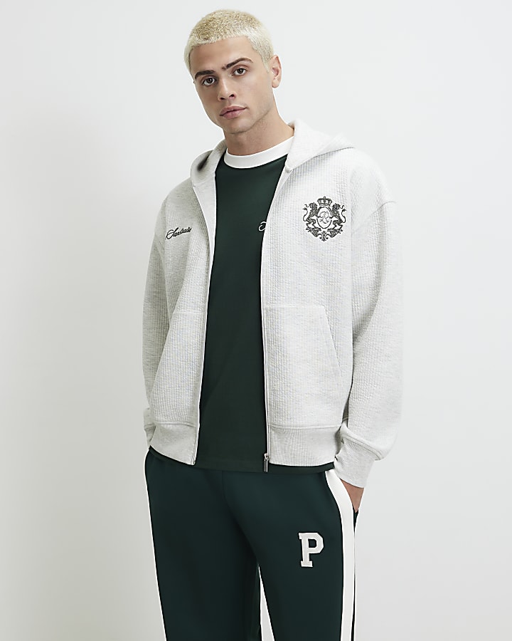 Grey Regular Fit Sanctuaire Quilted Hoodie