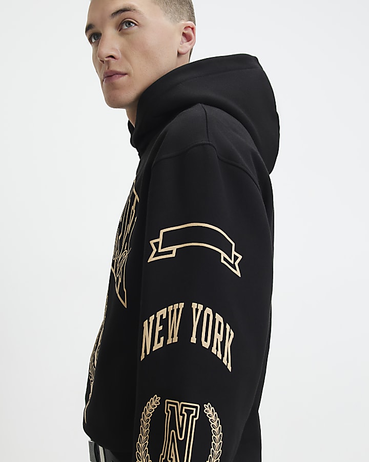 Black Oversized Fit New York Hoodie