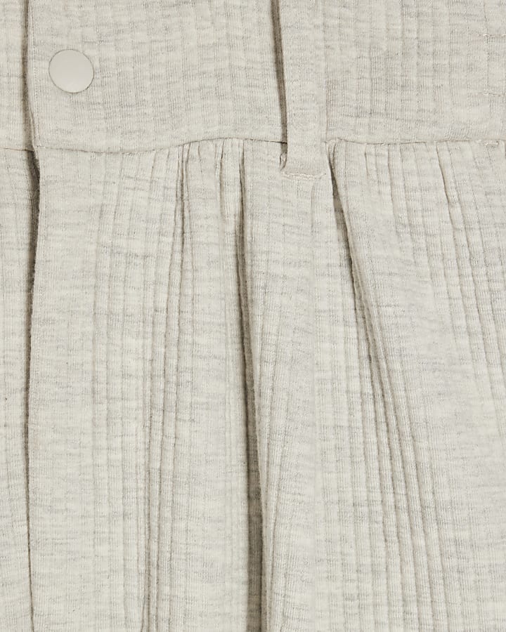 Grey Slim Fit Quilted Fixed Waist Joggers