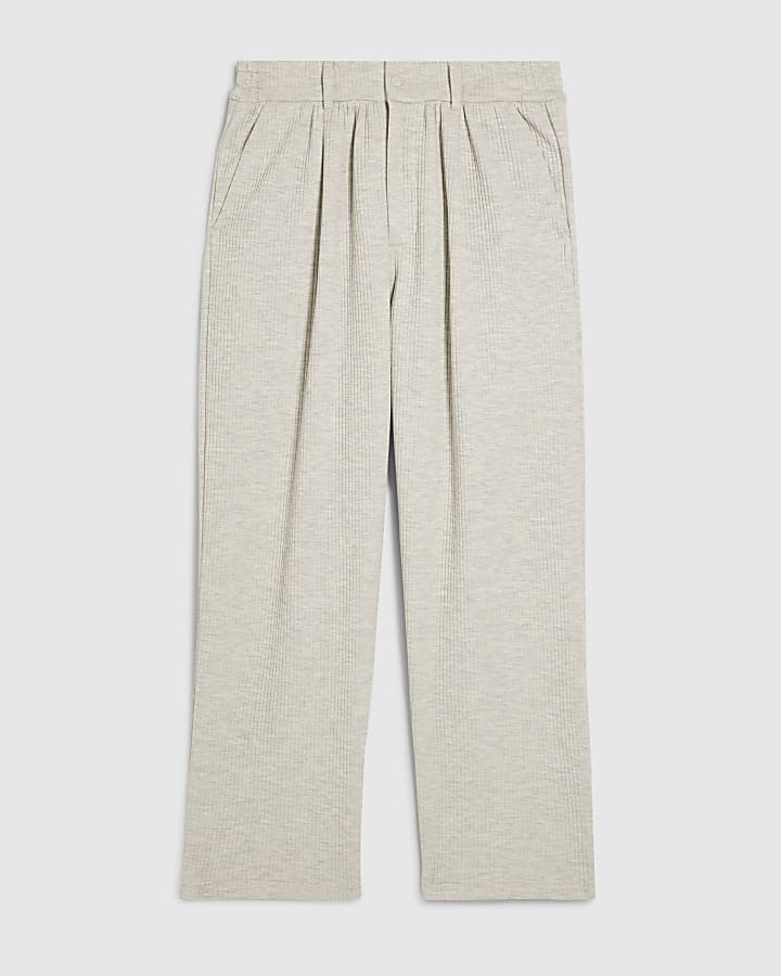 Grey Slim Fit Quilted Fixed Waist Joggers