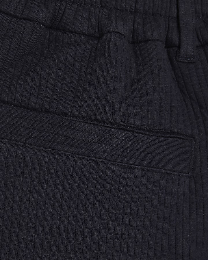 Navy Slim Fit Quilted Fixed Waist Joggers