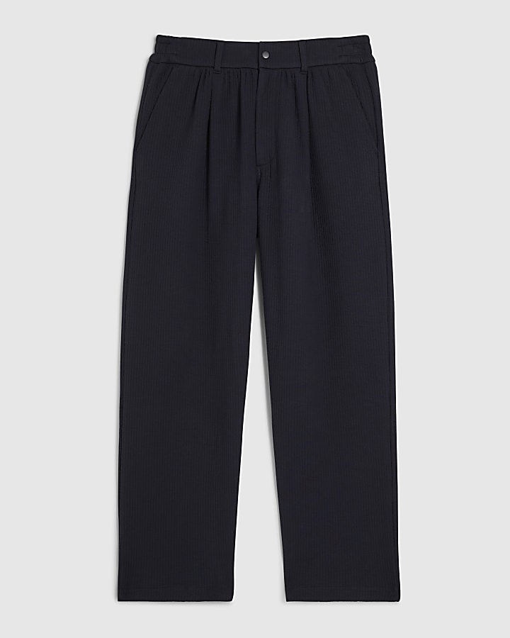 Navy Slim Fit Quilted Fixed Waist Joggers