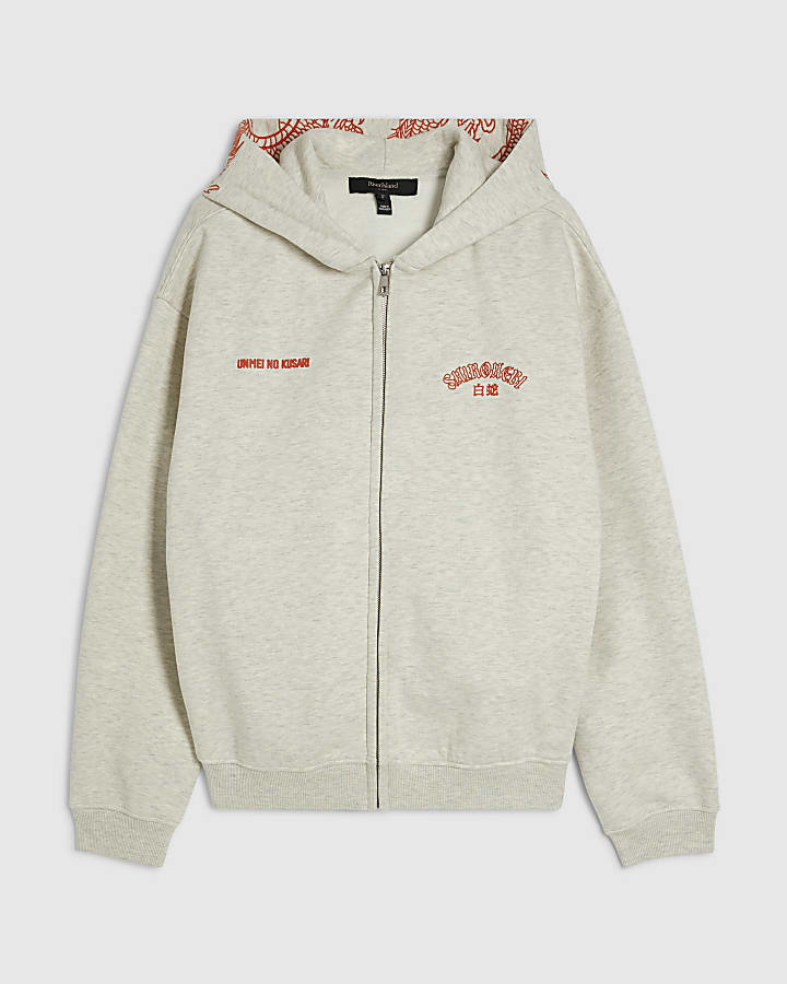 Grey Cotton Shirohebi Snake Hoodie