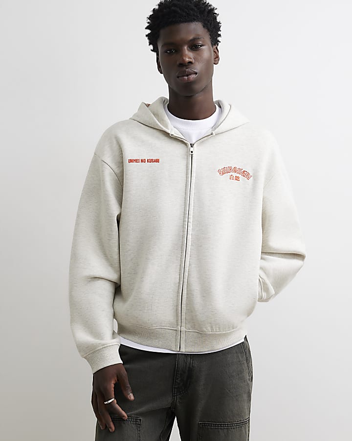 Grey Cotton Shirohebi Snake Hoodie