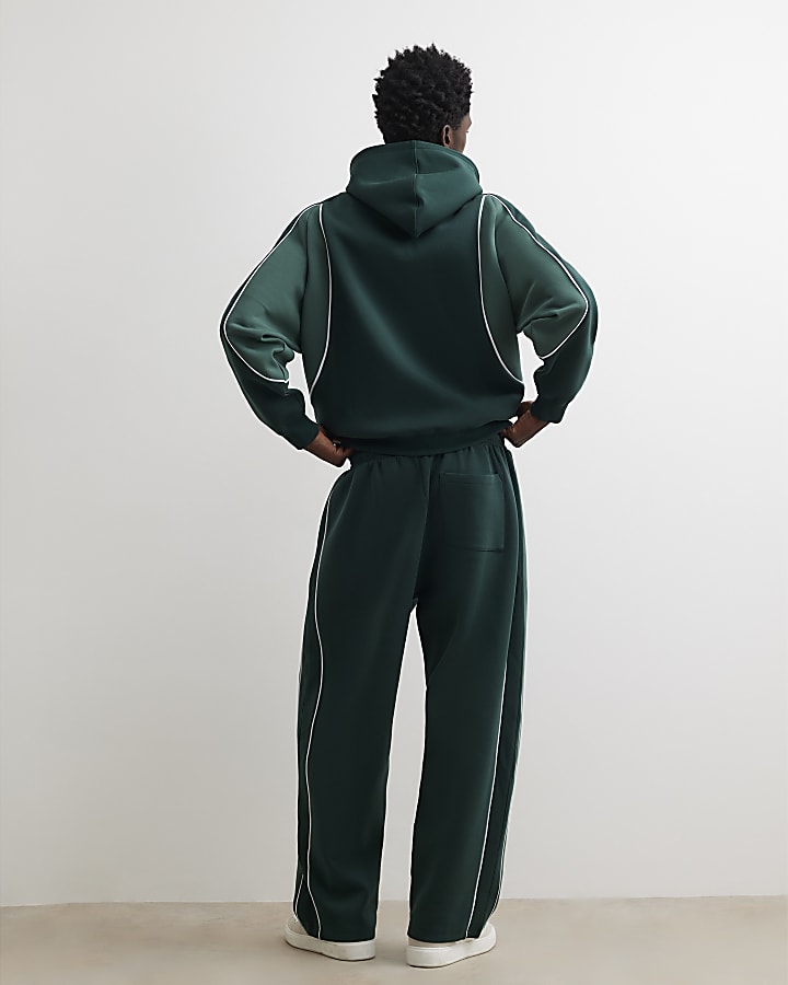 Green Premium Colour Block Wide Leg Joggers
