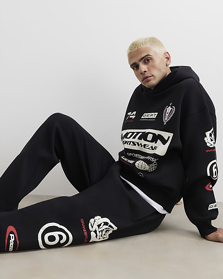 Black Cotton Motion Sportswear Joggers