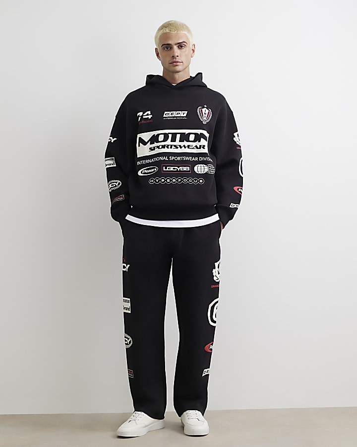 Black Cotton Motion Sportswear Joggers