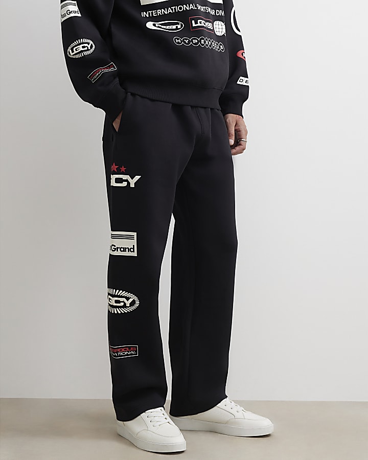 Black Cotton Motion Sportswear Joggers