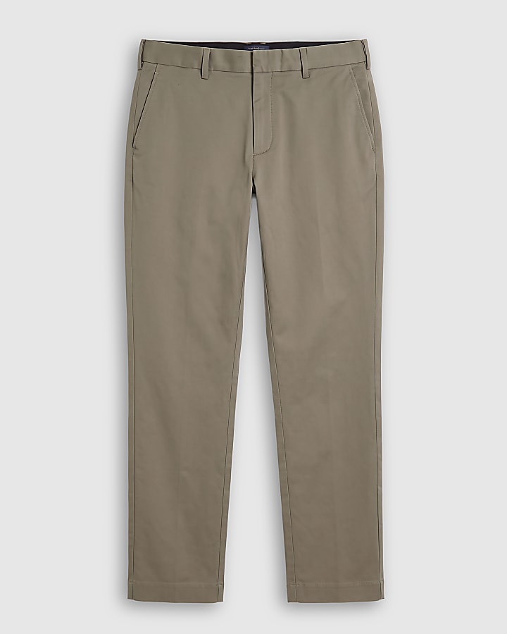 Brown Slim Fit Cotton Blend Chino Trousers