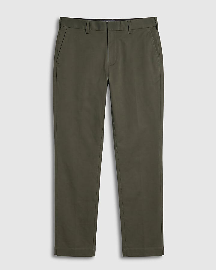 Khaki Slim Fit Cotton Blend Chino Trousers