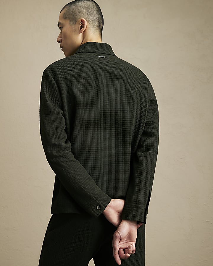 Green Regular Fit Textured Tracksuit Jacket