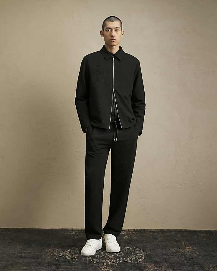Green Regular Fit Textured Tracksuit Jacket