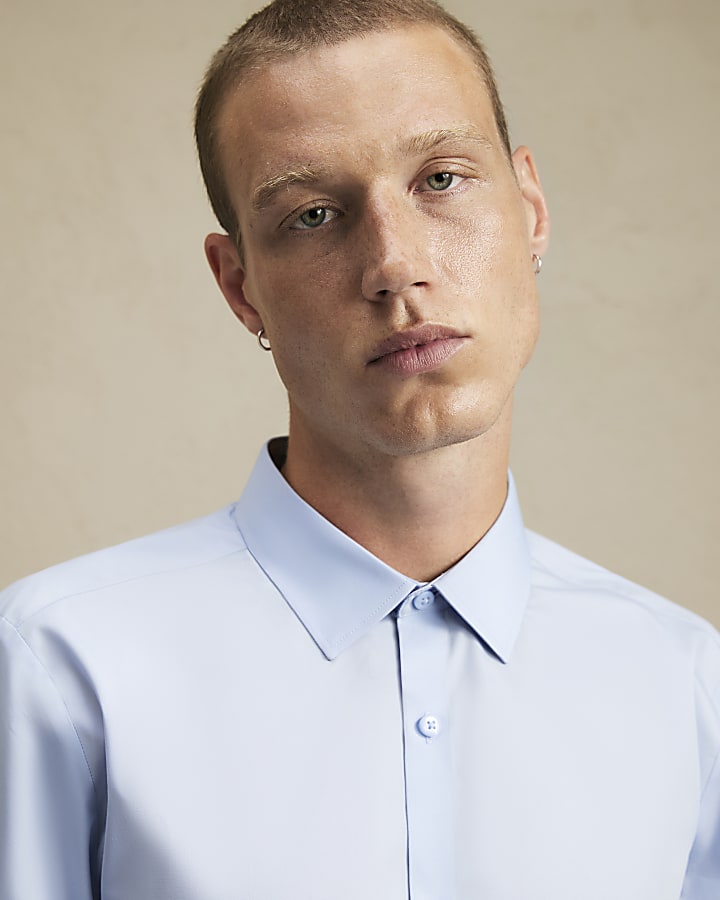 Blue Slim Fit Cotton Shirt