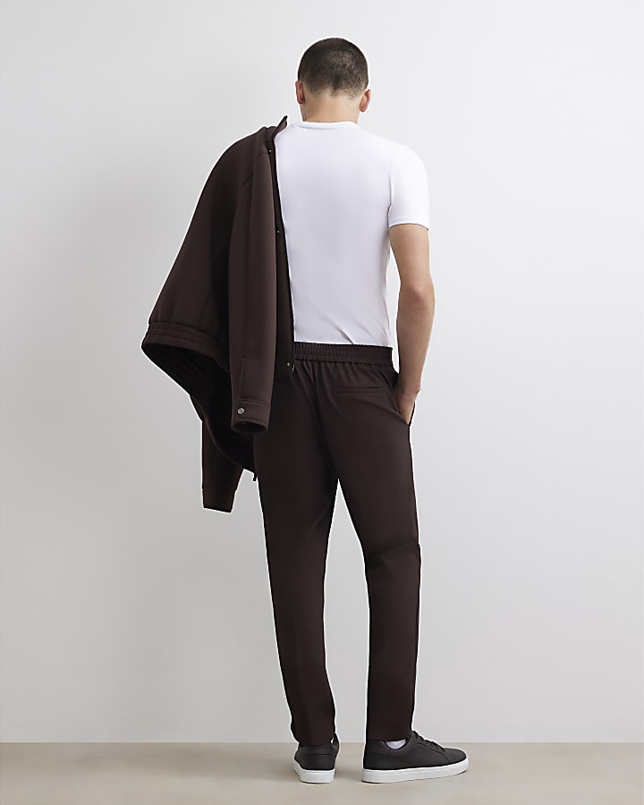 Brown Skinny Fit Suit Trousers